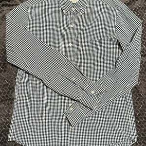 J. Crew Men's Blue & White Gingham Check Long Sleeve Button Up Shirt